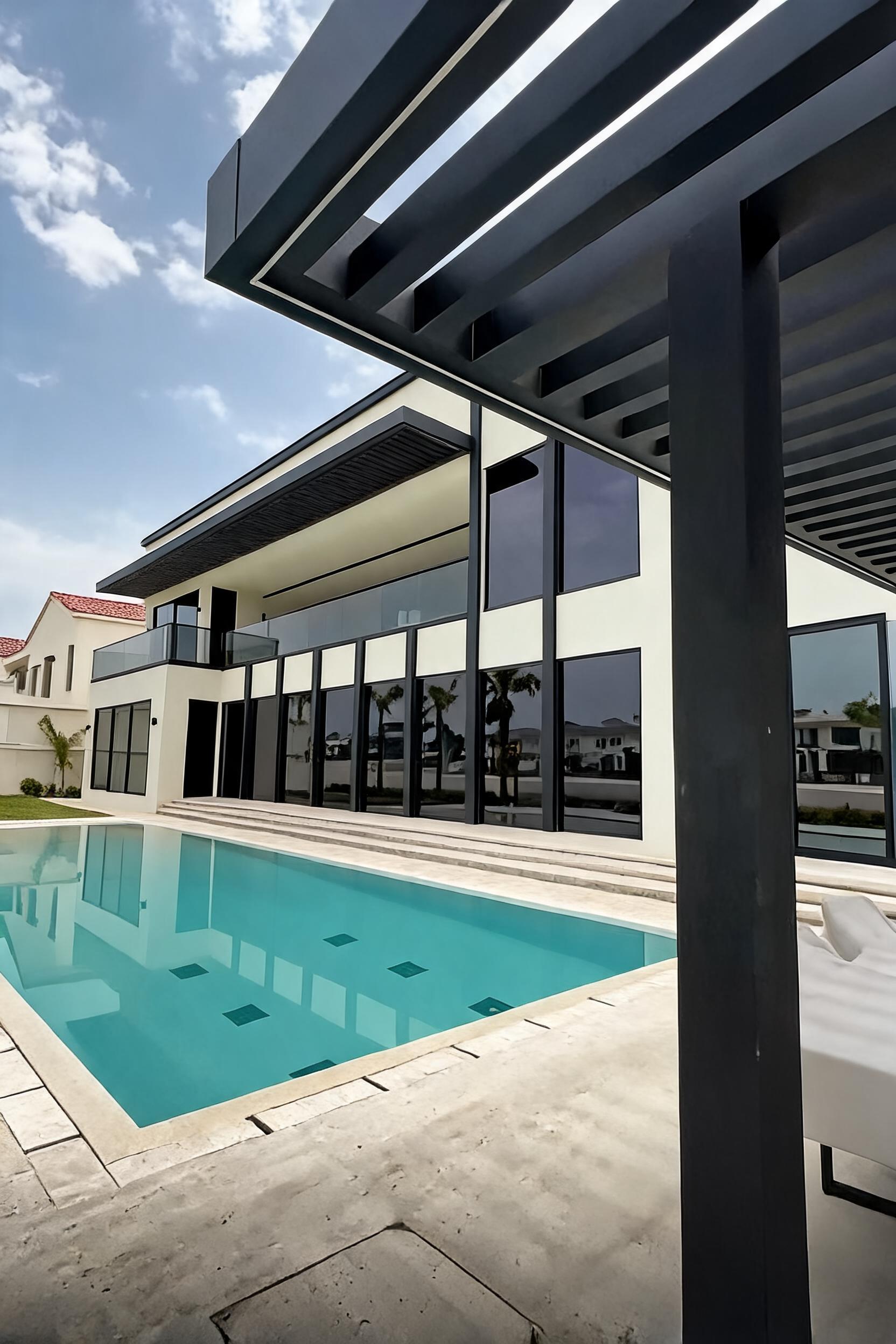 Villa exterior with pool