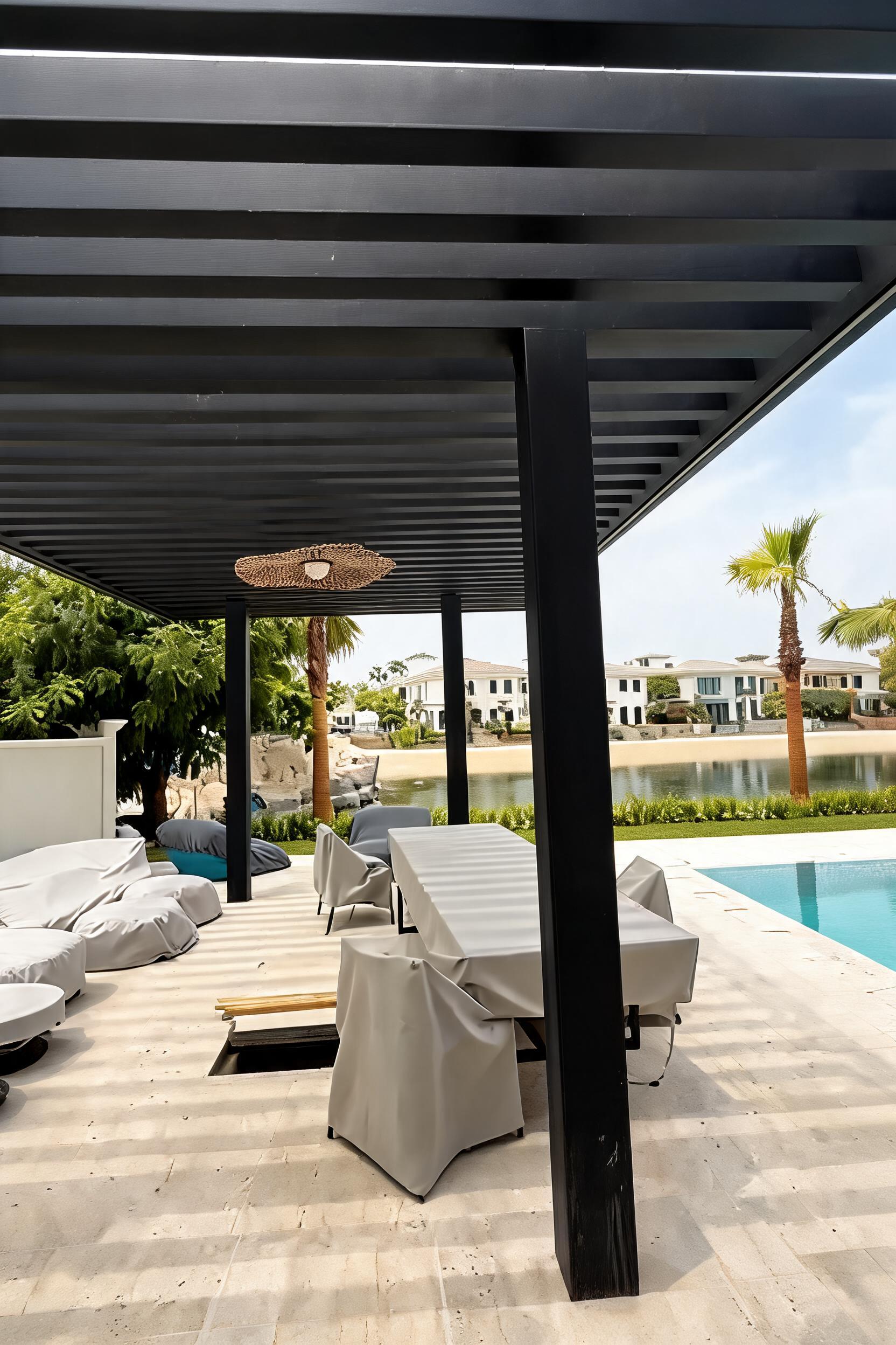 Villa poolside pergola and terrace